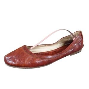 Frye Carson Women Ballet Flat Size 9 Casual Cognac Brown Leather Slip On